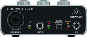 Изображение BEHRINGER UM2 Аудиофил 2x2 USB аудио интерфейс с микрофонным предусилителем XENYX, фантомное питание