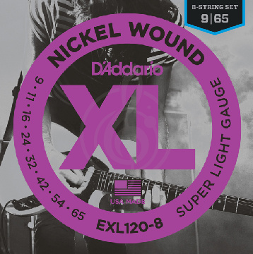 Изображение D'Addario EXL120-8 Струны для 8-ми струнной электрогитары 9-65