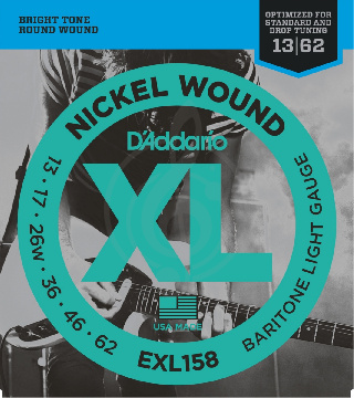 Изображение D`Addario EXL158 XL NICKEL WOUND - Струны для электрогитары Baritone-Medium 13-62 