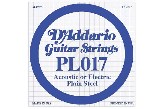 Изображение D'Addario PL017 Plain Steel Отдельная струна без обмотки, сталь, .017