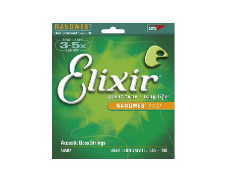 Изображение Elixir 14502 NANOWEB - Комплект струн для акустической бас-гитары, Light, 45-100