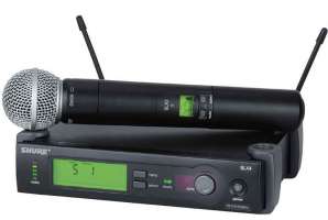 Изображение SHURE SLX24E/SM58 L4E 638 - 662 MHz профессиональная двухантенная 'вокальная' радиосистема